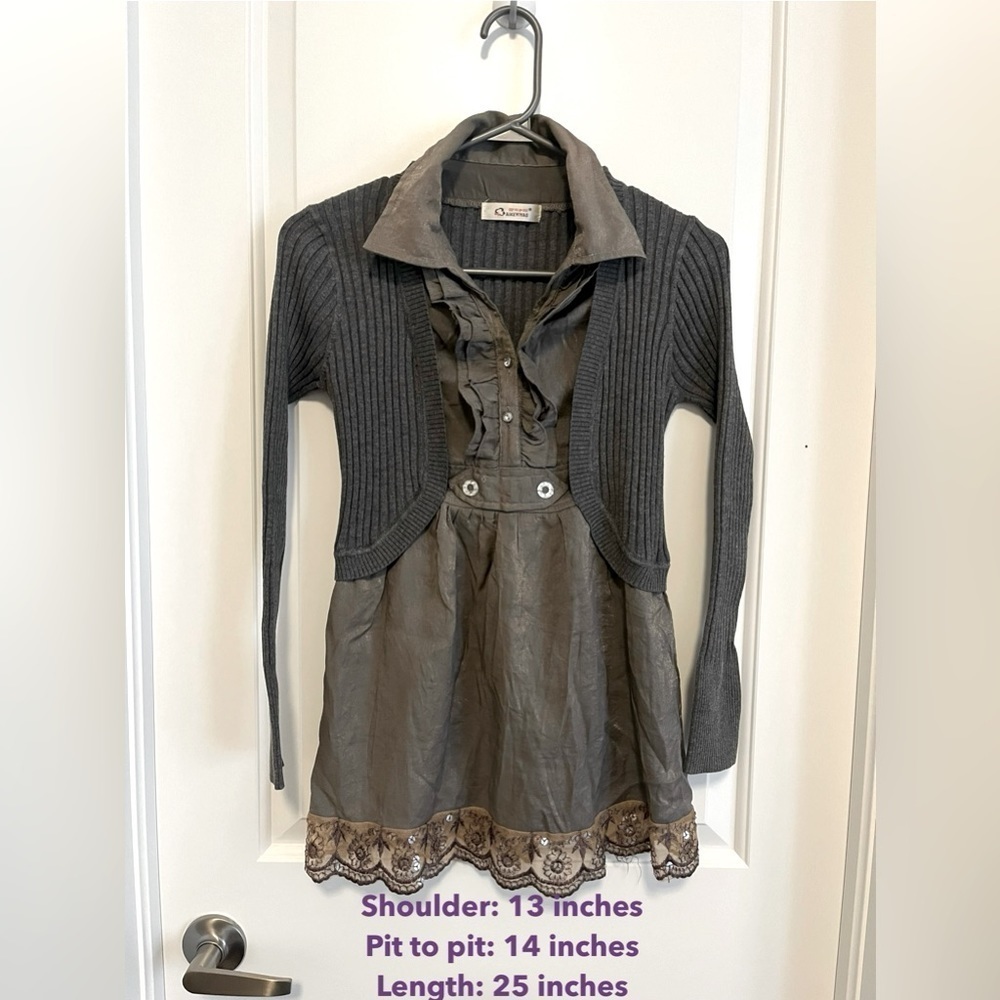 Mock Two Piece Lace Trim Blouse